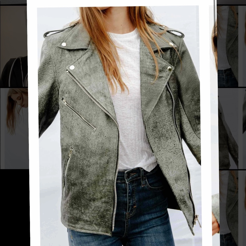 NWT Understated Leather Distressed Oversized EasyRider Jacket SzXS